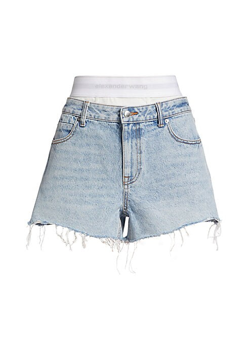 Layered Denim Shorts