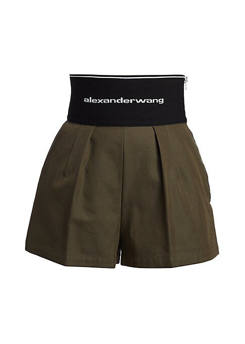 Logo Waist Pleat Shorts