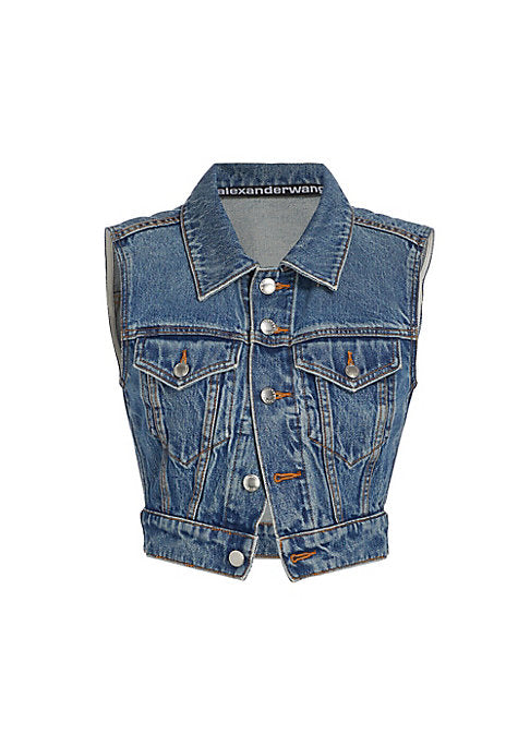 Cropped Denim Vest