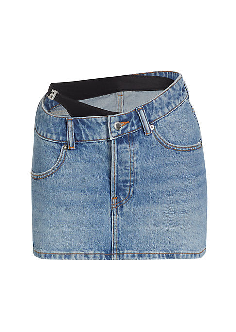 Asymmetrical Denim Mini Skirt