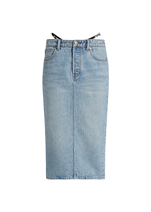 Crystal-Trimmed Denim Skirt