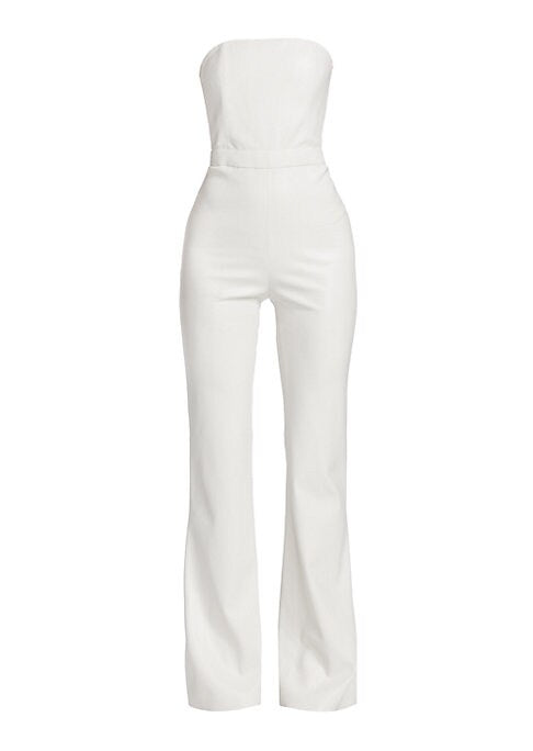 Faux Leather Flare Jumpsuit