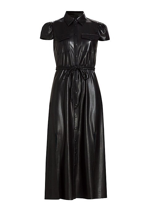 Chic Faux Leather Midi Dress