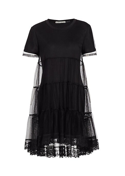 Tulle Overlay T-Shirt Dress