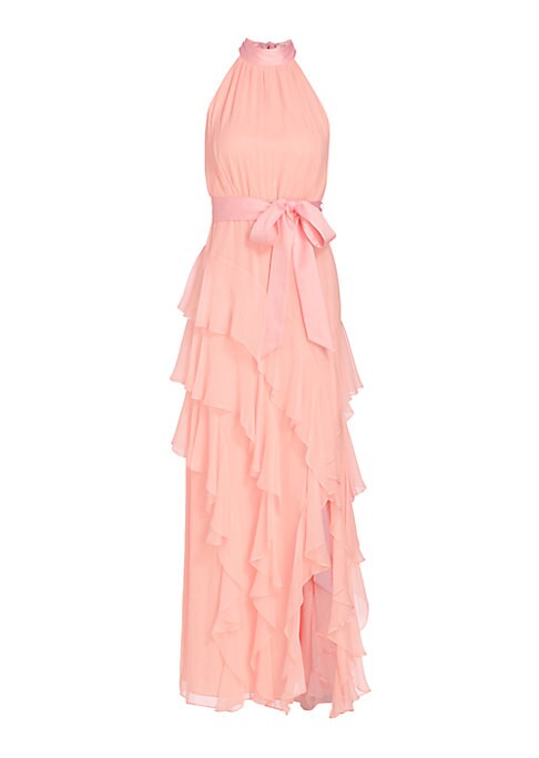 Silk Ruffle Halter Gown