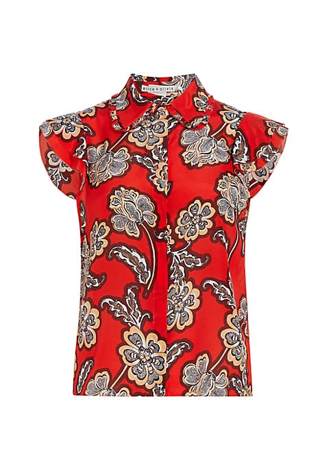 Vibrant Silk Flutter Top