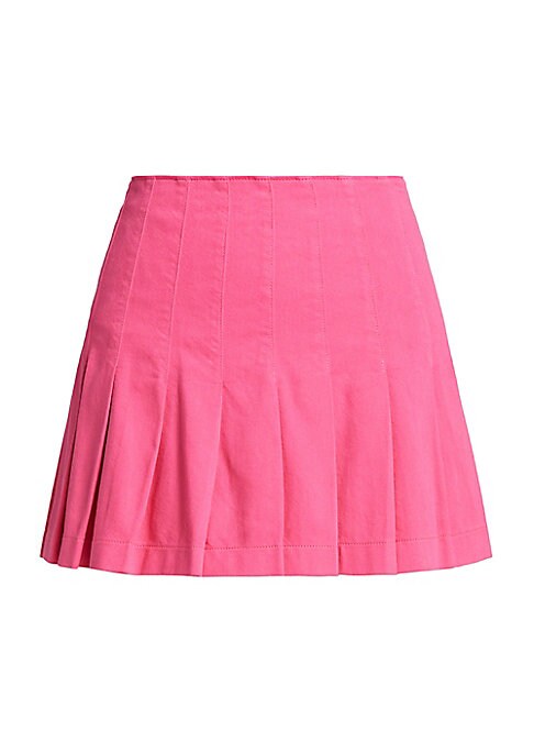 Pleated Stretch Denim Skirt