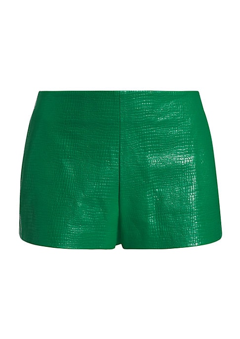 Snake-Textured Vegan Leather Shorts
