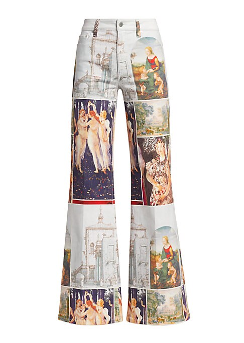 Artistic Patchwork Wide-Leg Jeans