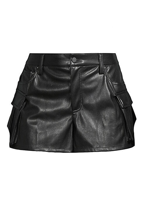 Faux Leather Cargo Shorts