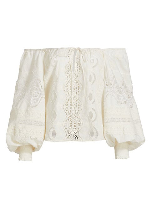 Chic Eyelet Off-Shoulder Blouse