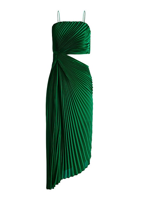 Asymmetric Satin Midi Dress