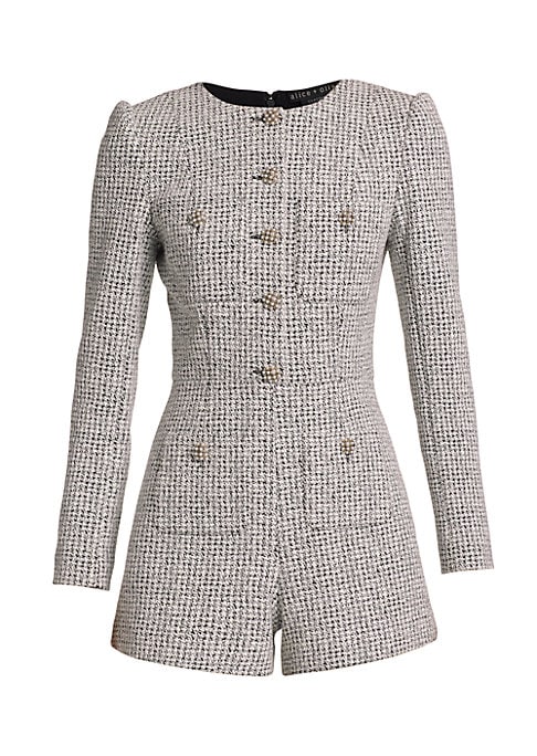 Chic Tweed Button Romper