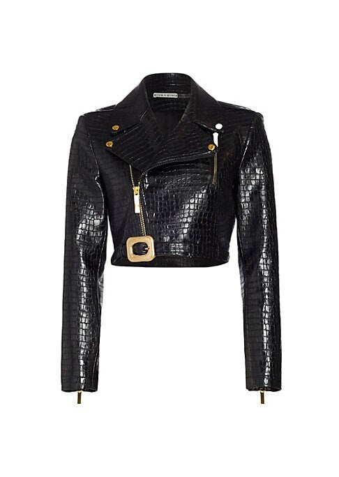 Croc-Embossed Moto Jacket