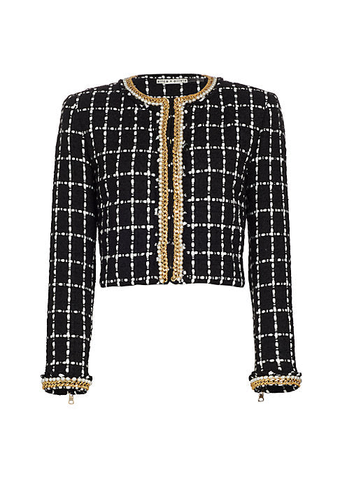 Chic Windowpane Pearl Jacket