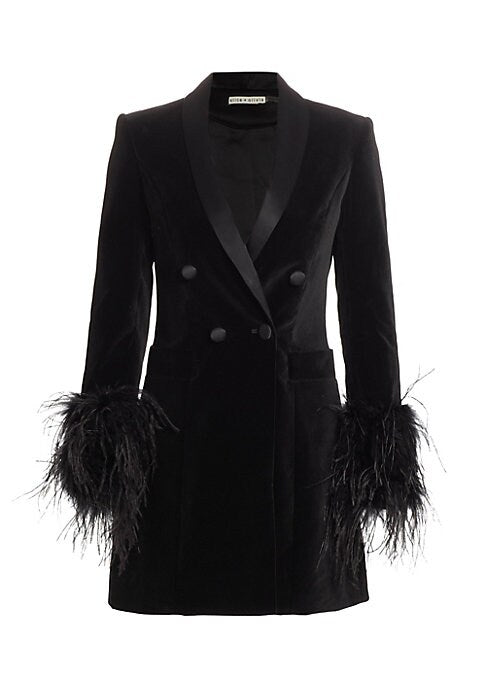 Feathered Velvet Elegance Dress