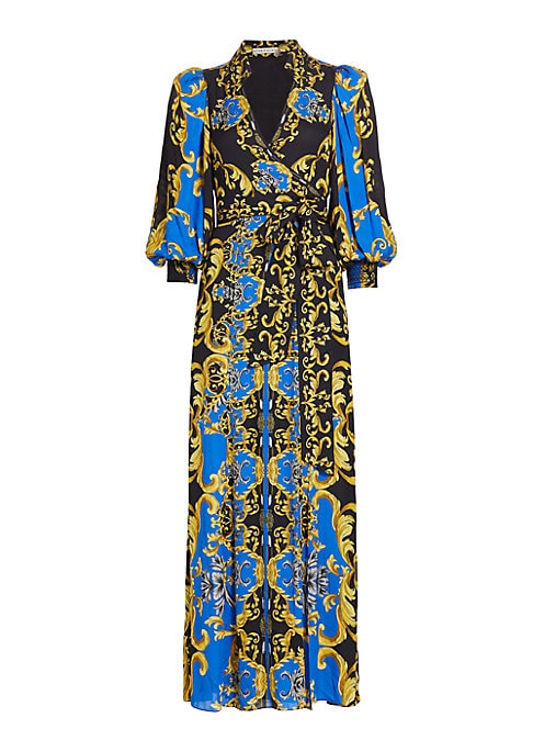 Ornate Floral Wrap Dress