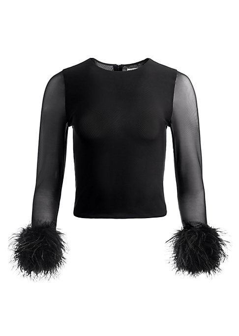 Feather-Sleeve Mesh Top
