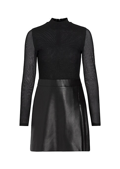 Sheer Pleats Mini Dress