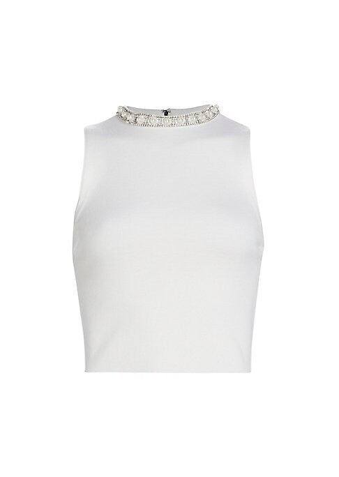 Pearl-Collar Knit Top