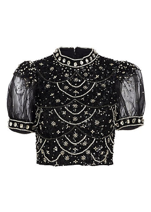 Ornate Beaded Crop Top