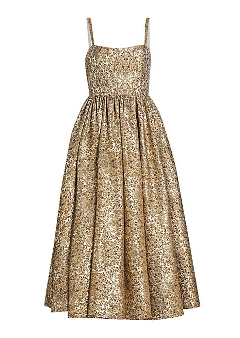 Metallic Baroque Midi Dress