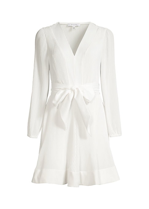 Pleated V-Neck Mini Dress