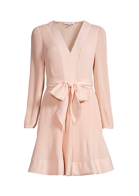 Pleated V-Neck Mini Dress
