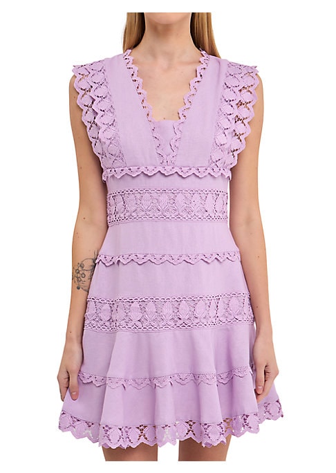 Lace Trim Spring Mini Dress