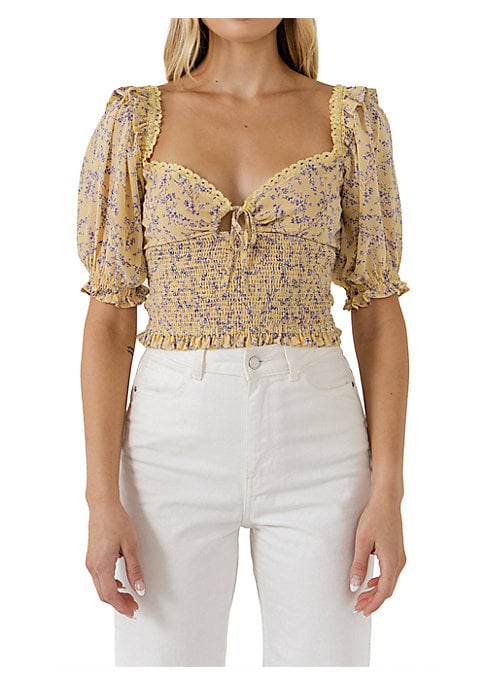Romantic Lace Puff Blouse