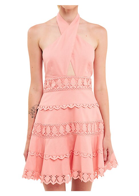 Elegant Lace Halter Dress