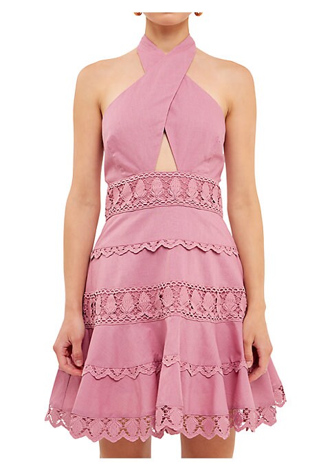 Elegant Lace Halter Dress