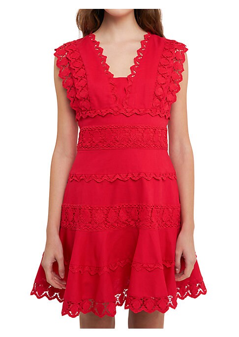 Lace-Trim Spring Mini Dress