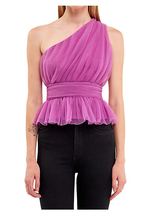 Elegant Asymmetrical Tulle Top