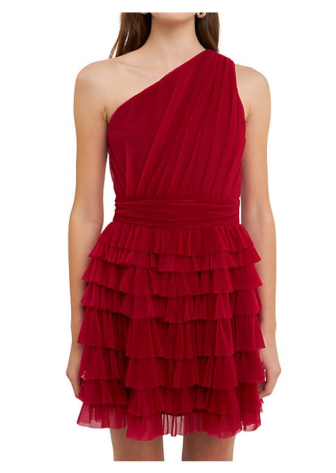 Elegant One-Shoulder Tulle Dress