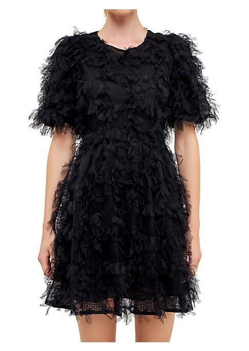 Feathered Glam Mini Dress