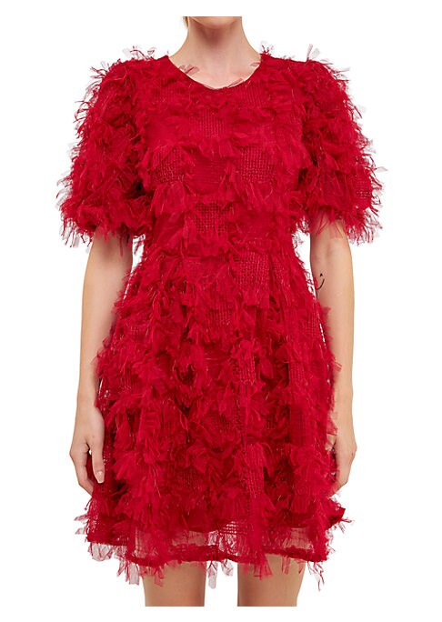 Feathered Glam Mini Dress