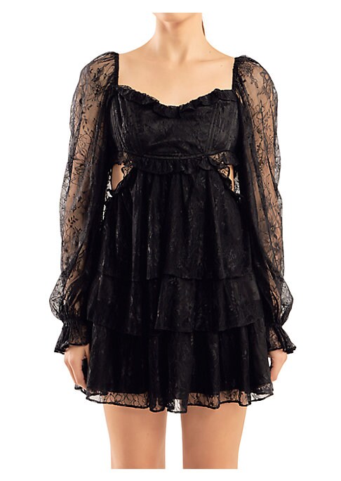 Lace Ruffle Mini Dress