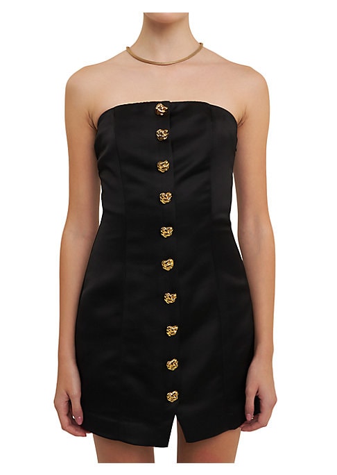 Glam Buttoned Mini Dress