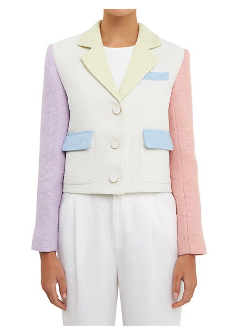 Chic Cropped Tweed Blazer