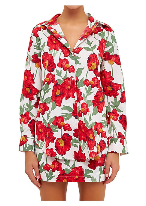 Elegant Floral Cotton Top
