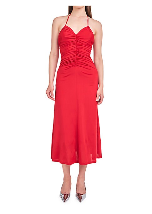 V-Neck Glam Midi Dress