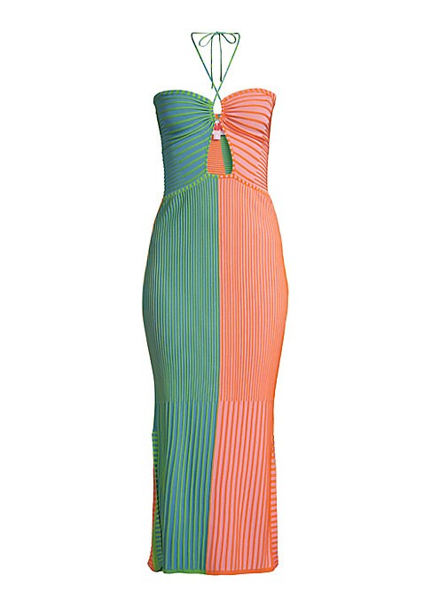 Chic Colorblock Halter Dress