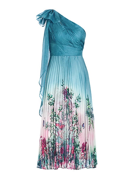 Floral Pleat Asymmetrical Dress