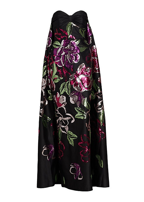 Floral Sequin Cape Dress