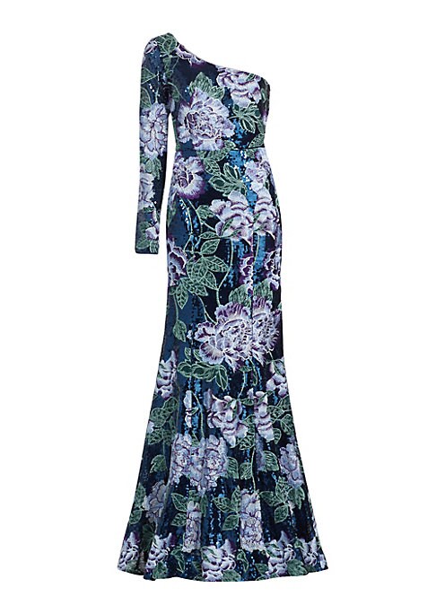 Embroidered Tulle Evening Dress