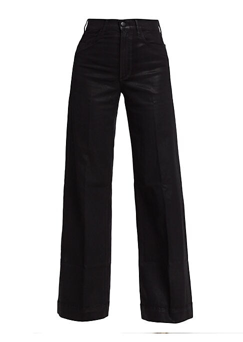 Edgy Coated Bootcut Trousers