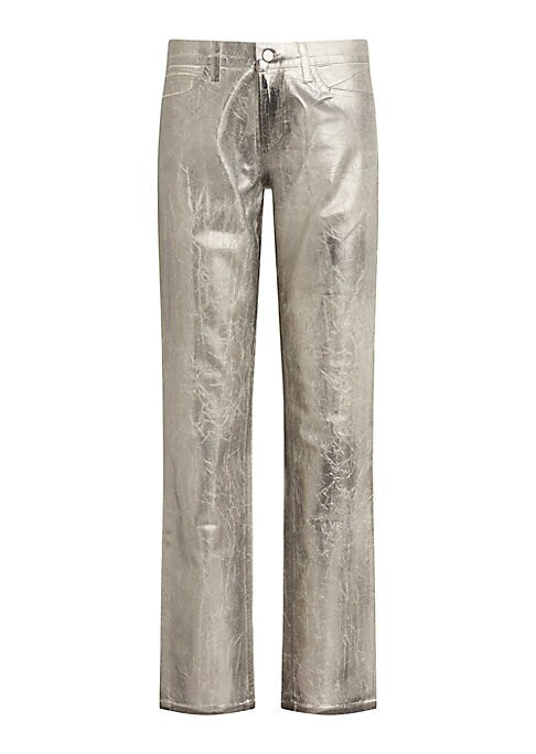 Metallic Straight-Leg Denim