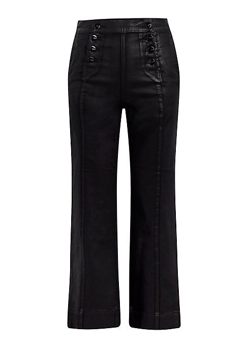 Coated Wide-Leg Denim Pants