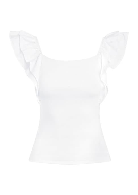 Ruffled Cotton Square Top